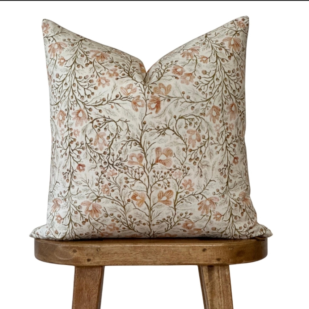 Floral Linen Pillow Cover